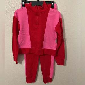 ID Ideology Pink & Red Big Girls Colorblocked Jogging Set Size 10 / 12 NWT